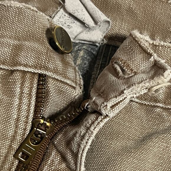 Carhartt Carpenter Work Pants Sz 38x34 Tan Flannel Lined Distressed Vintage Y2K - Picture 14 of 15